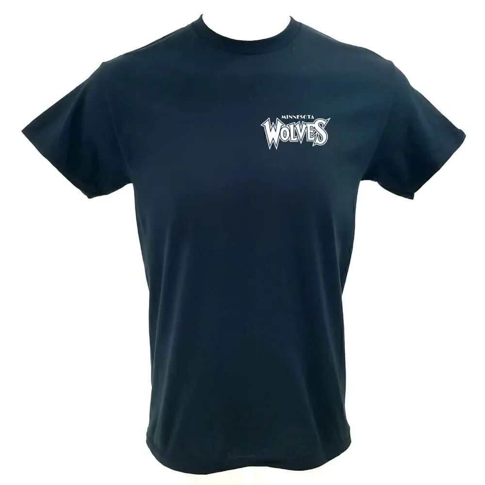MINNESOTA TIMBERWOLVES Double Script Retro Logo BLACK Basketball Jersey Rap Tee